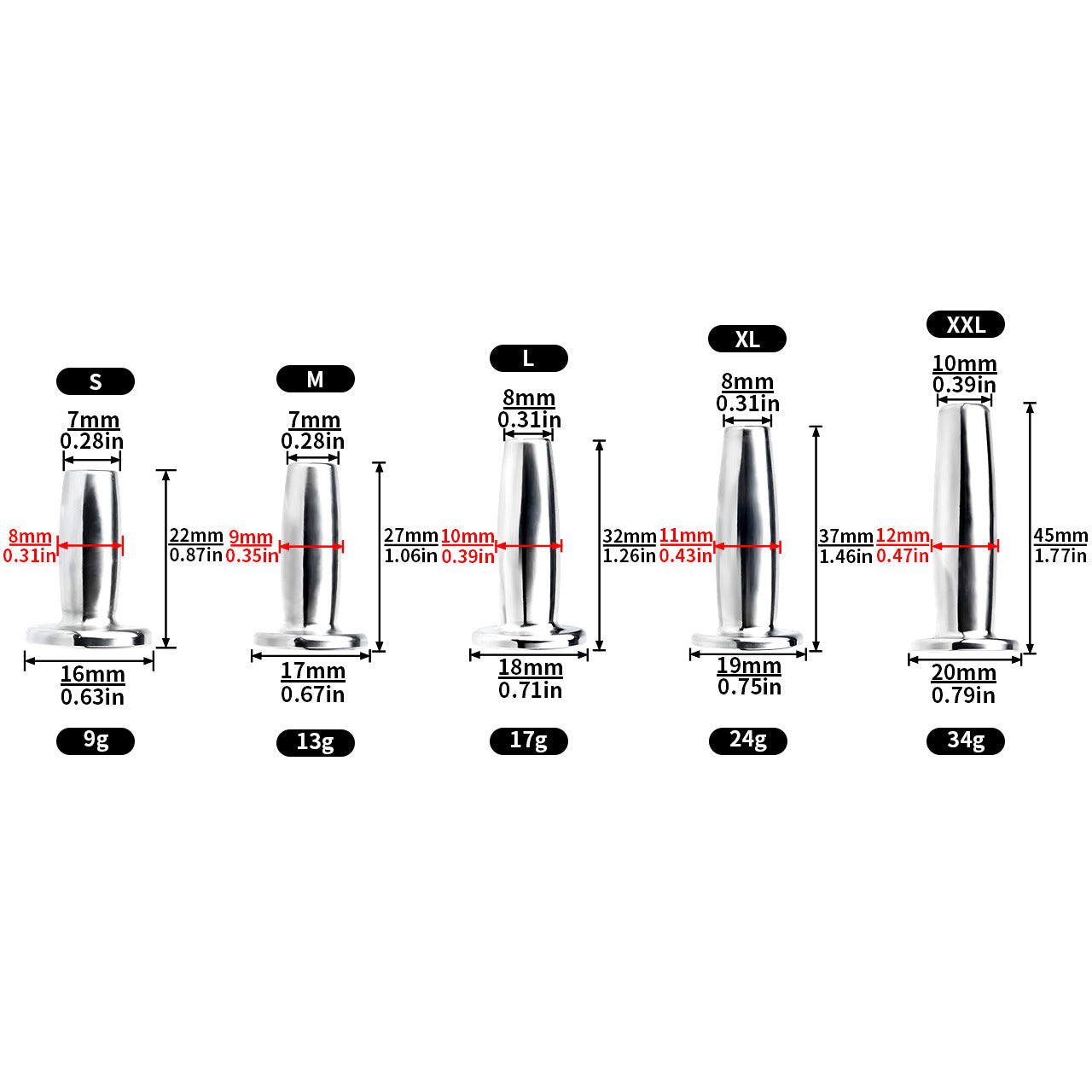 Short Stainless Steel Urethral Sounding Rods - 5 pcs set - image 2