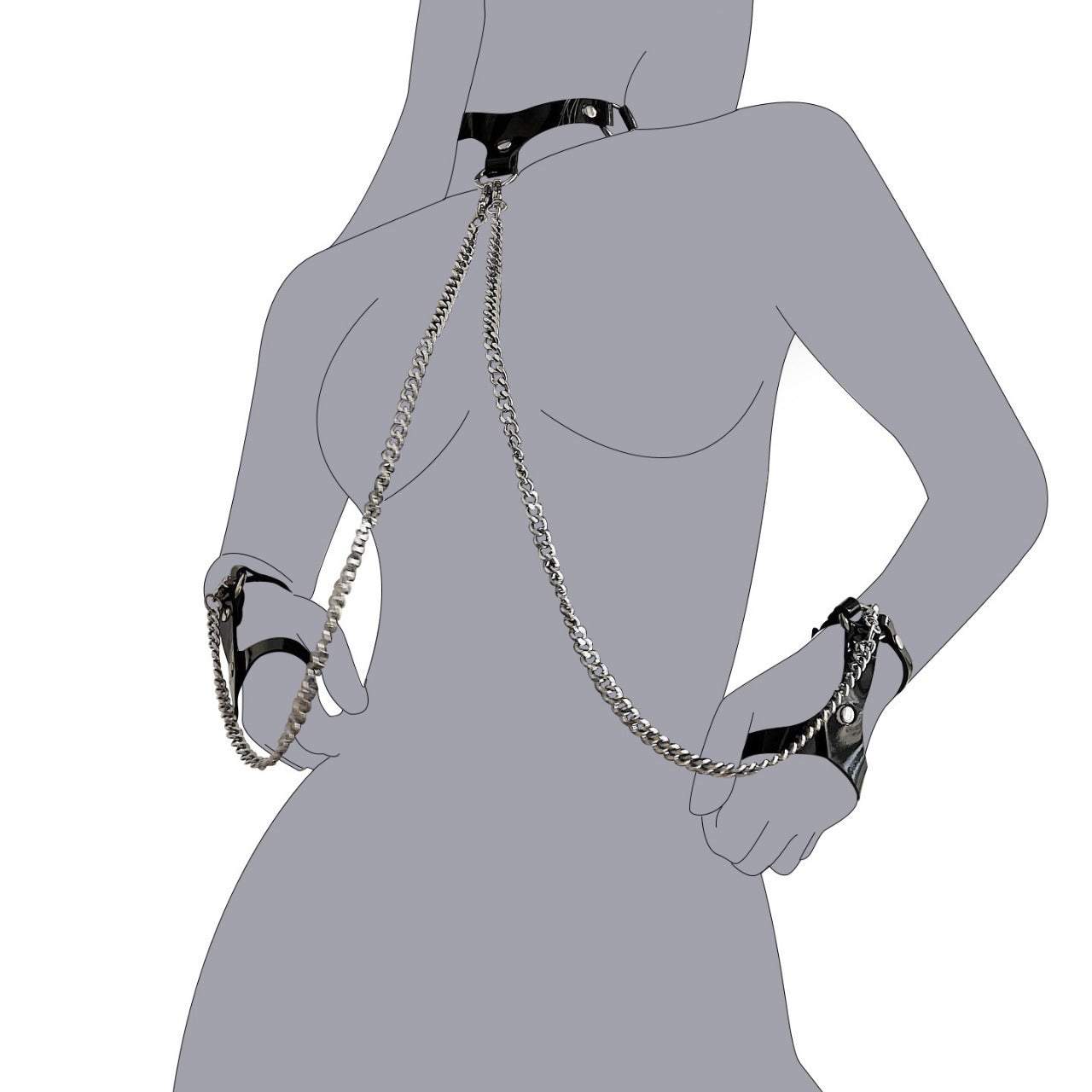 BDSM Wrist Restraint Hand Cuffs with Collar - image 1