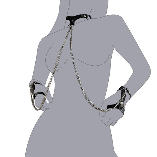 BDSM Wrist Restraint Hand Cuffs with Collar - image 1