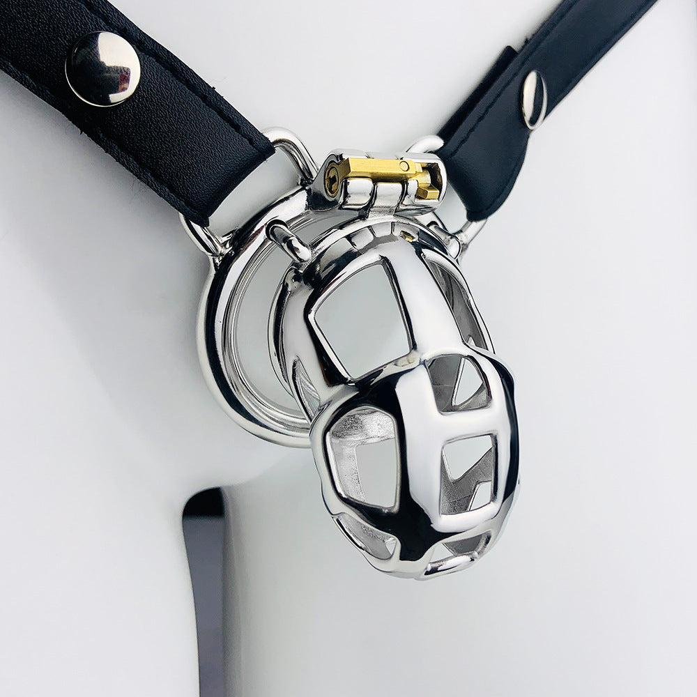 Locked Down Penis Chastity Cage with Belt - Standard -55MM Circular Ring - image 7