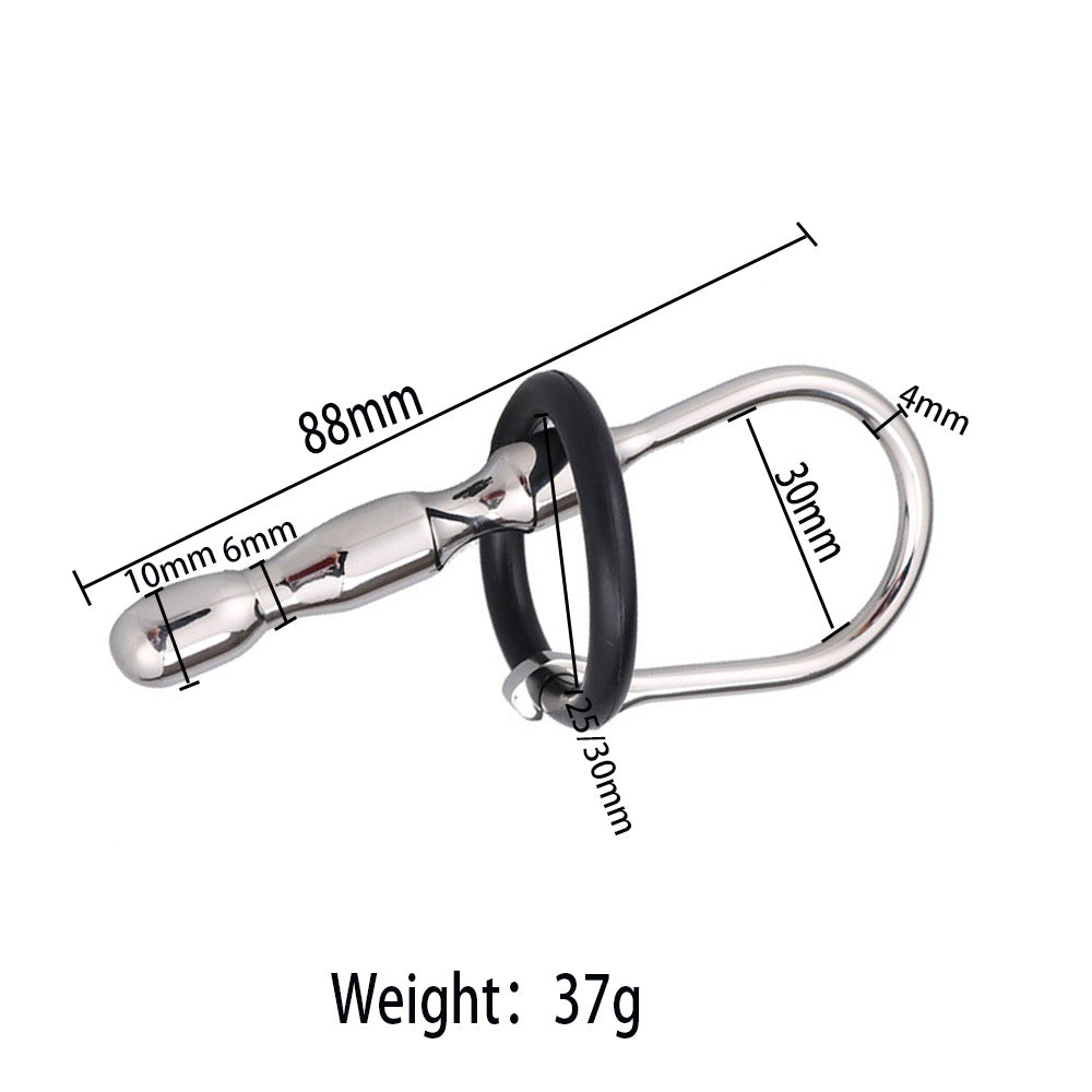 7 Styles Stainless Steel Urethral Sounding with Silicone Cock Ring - D - image 2