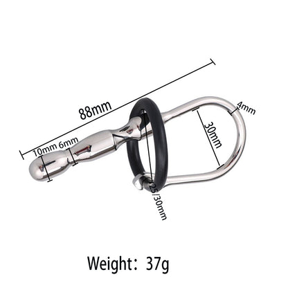 7 Styles Stainless Steel Urethral Sounding with Silicone Cock Ring - D - image 2