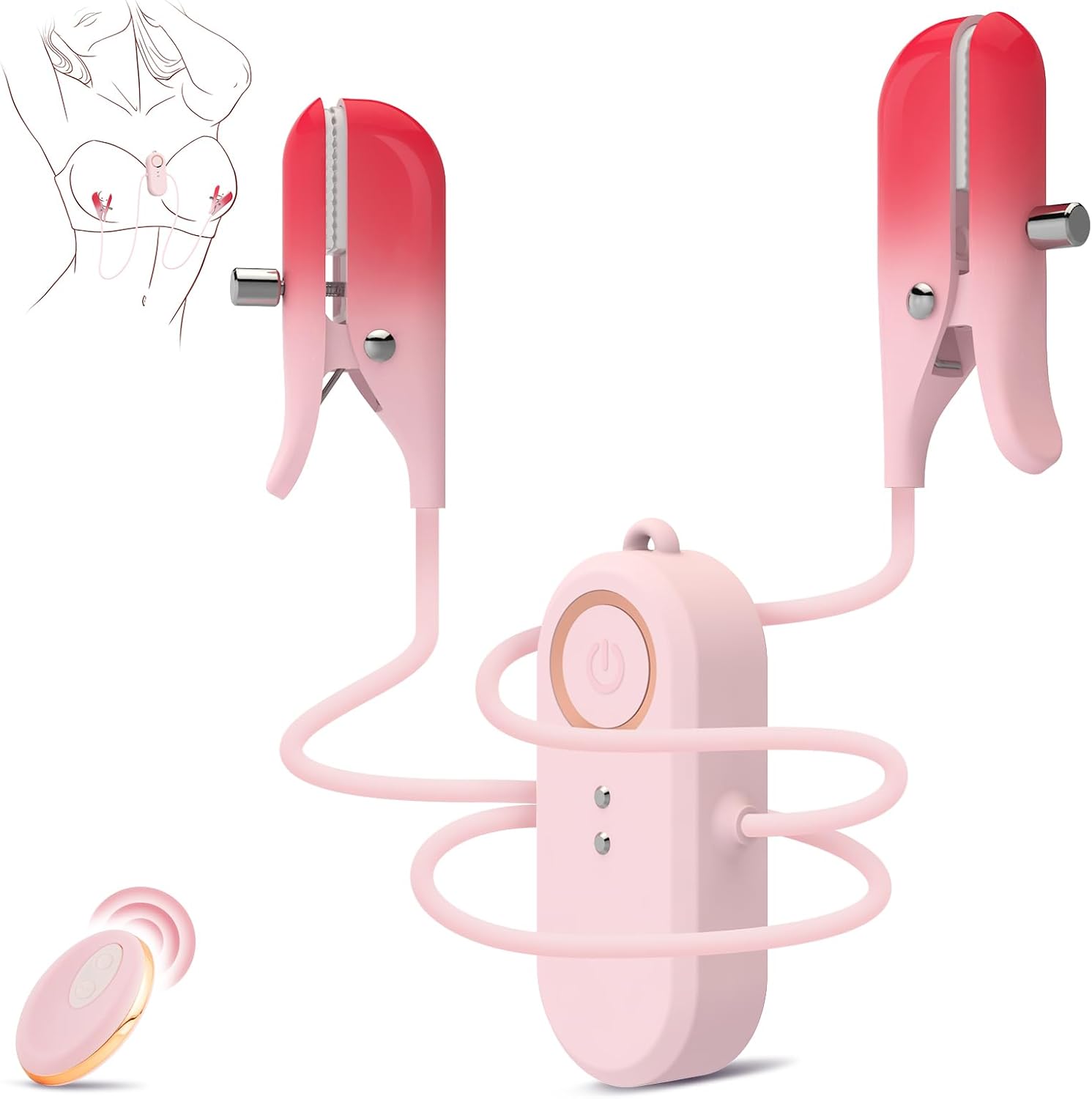 DuoPulse – 2-in-1 Wearable Nipple Clamp Vibrator - Pink - image 3