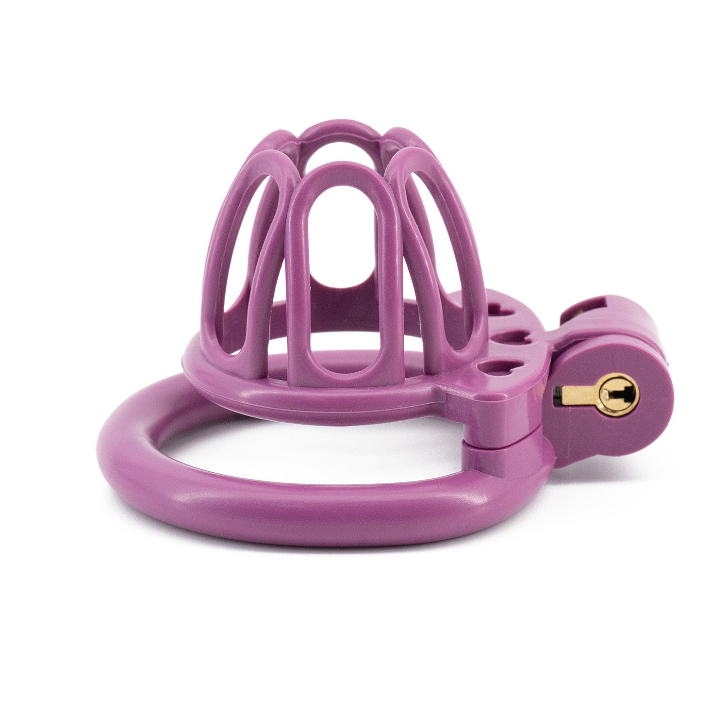 Open End Hollow Chastity Cage with 4 Rings - Purple - image 8