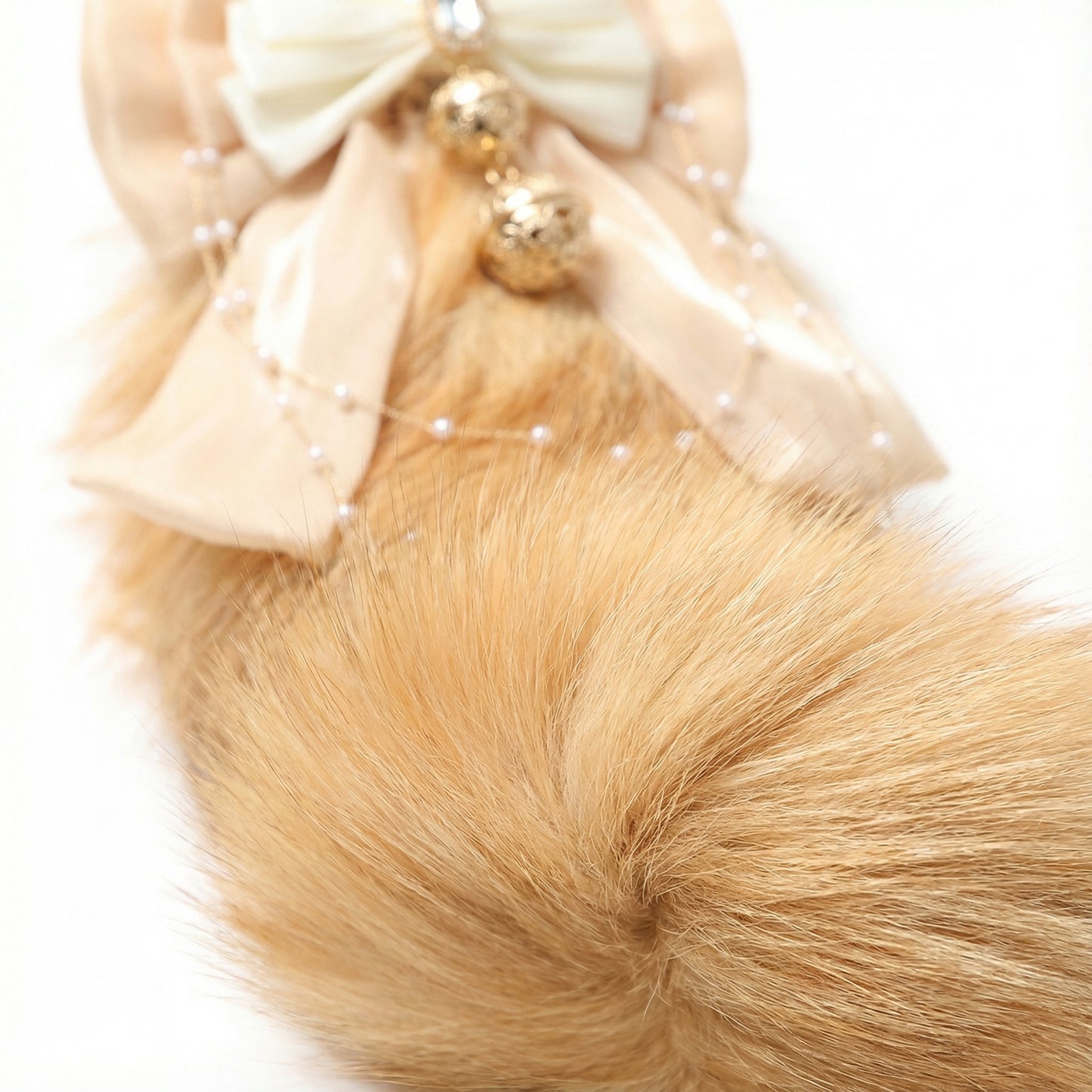 Luxury Fox Tail Plug Set – 15.7" Soft Gold Tail with Detachable Bow Details - image 8