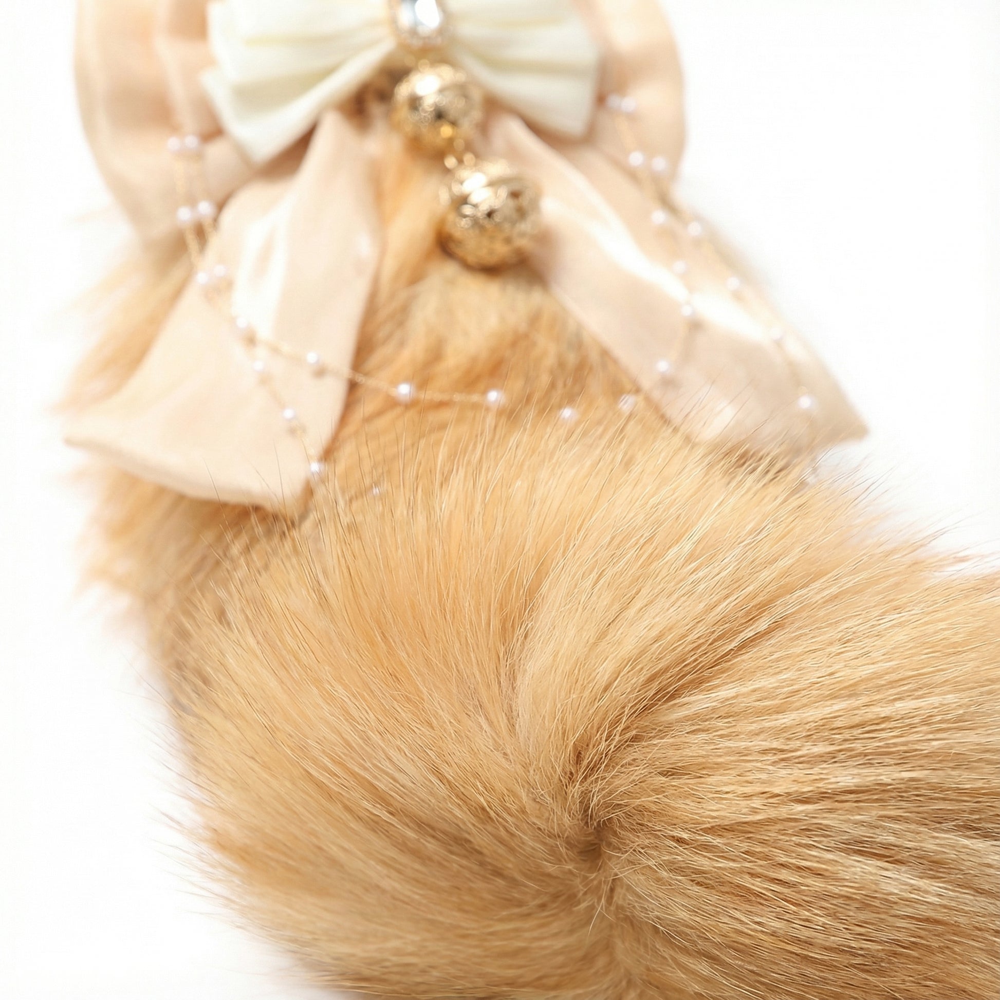 Luxury Fox Tail Plug Set – 15.7" Soft Gold Tail with Detachable Bow Details - image 8