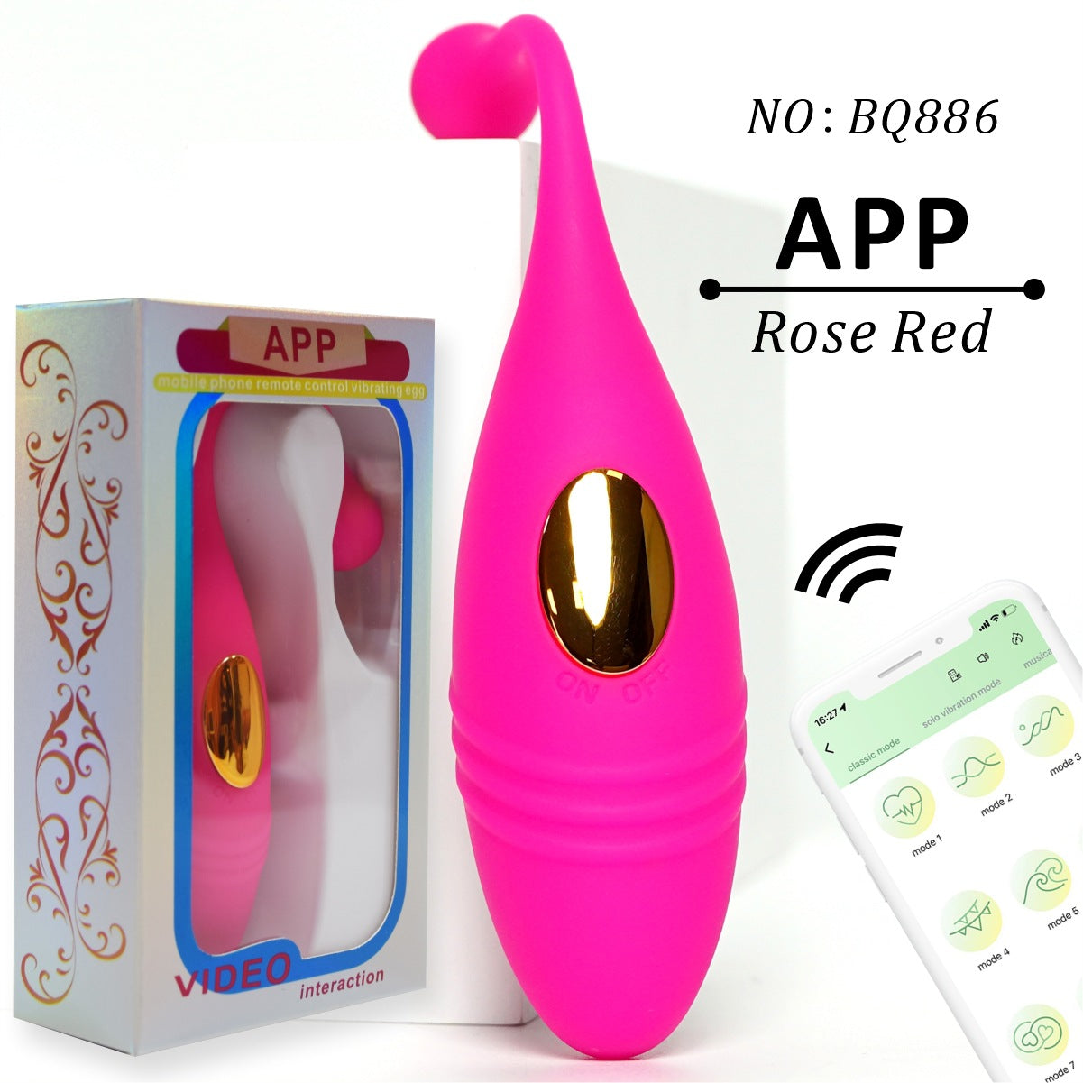 VibePulse Duo – Wireless Ribbed Egg Vibrator - Rose - App Control - image 7