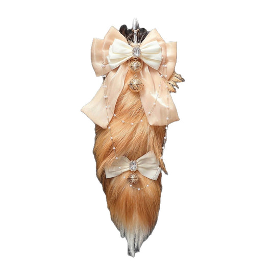 Luxury Fox Tail Plug Set – 15.7" Soft Gold Tail with Detachable Bow Details - 4.0 cm - image 0