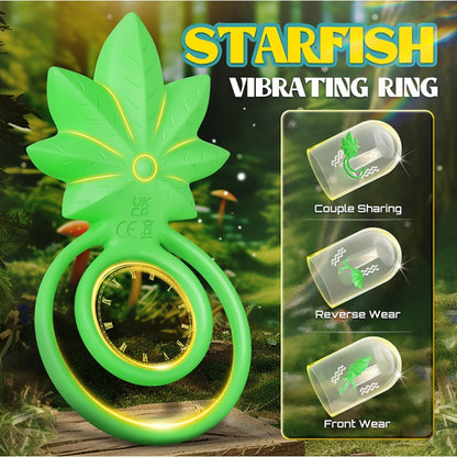 Dual-Ring Vibrator – Leaf-Designed Couples' Cock Ring - image 2