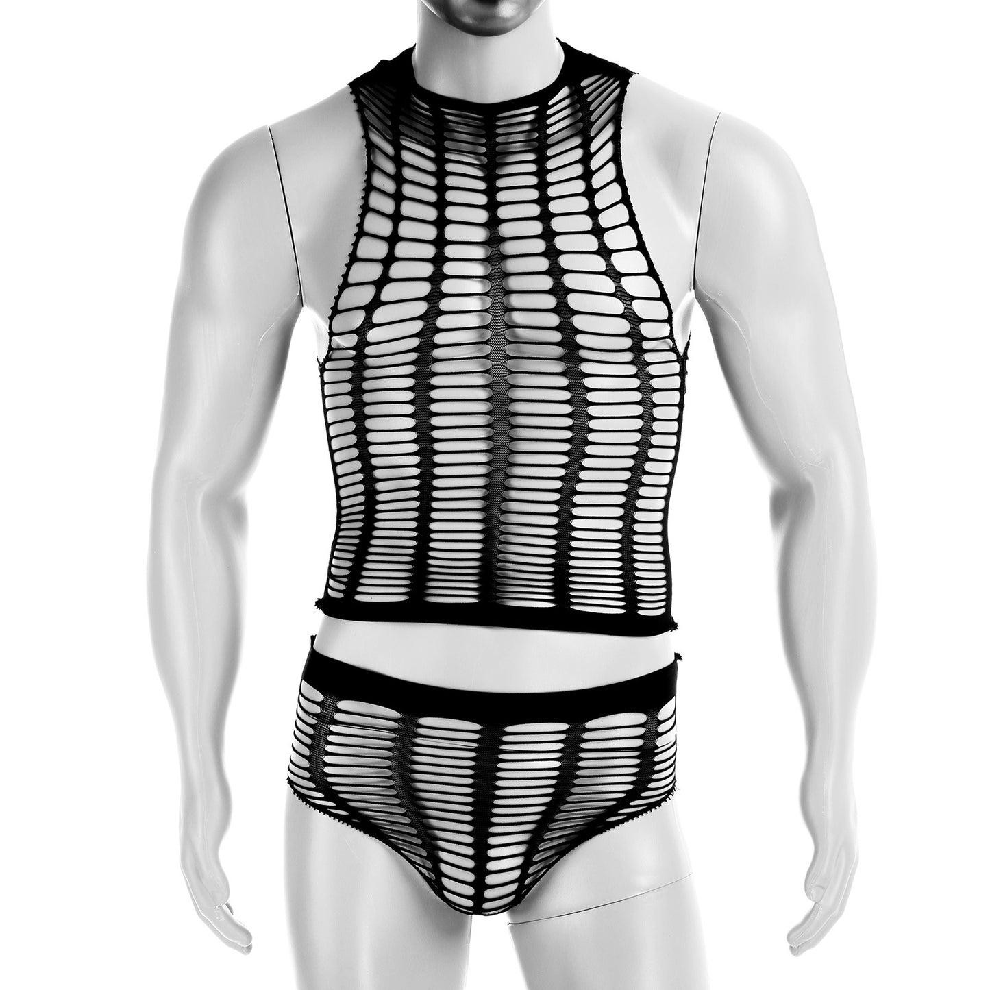 Set Men Briefs Vest Underwear Sexy Hollow - A - One Size - image 6