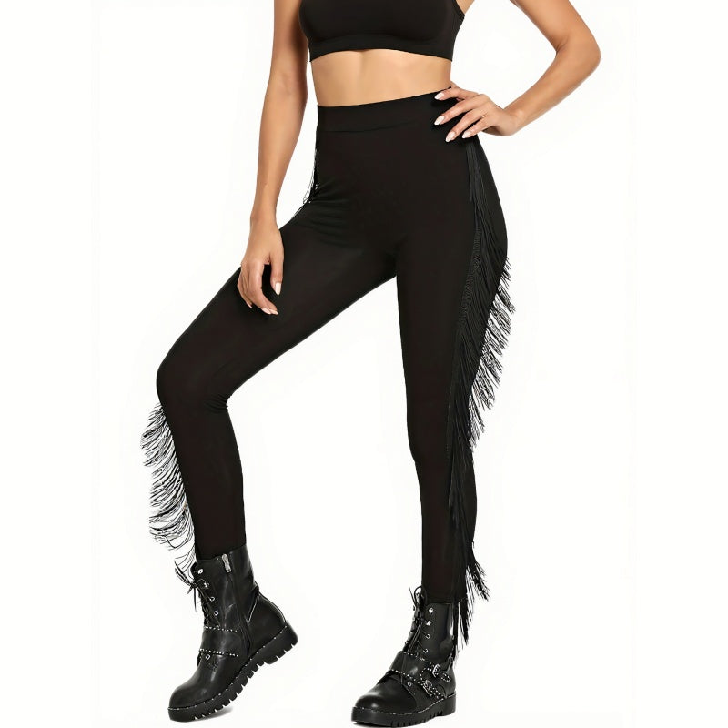 Rhinestone Fringe Legging - Black - XXL - image 8