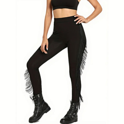 Rhinestone Fringe Legging - Black - XXL - image 8