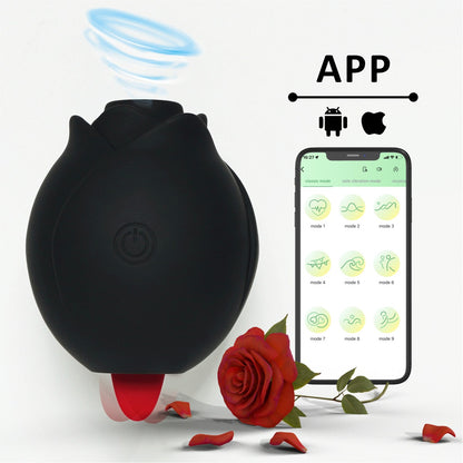 14 Modes Rose Vibrator - APP Control - Black - image 14