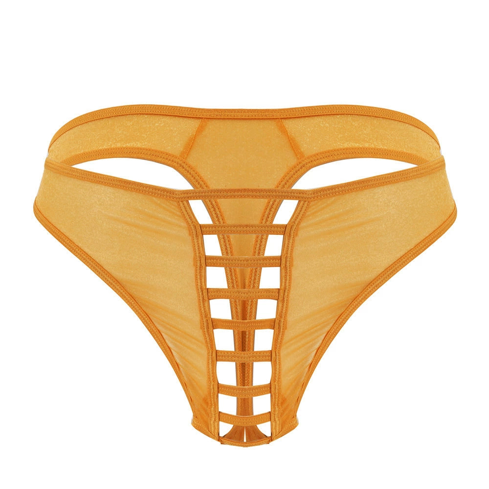 Men's Sexy Spaghetti String Nylon Thong - Orange - image 10