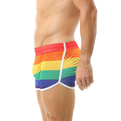 Men Sexy Rainbow Breathable Mesh Skirt Elastic Boxer Shorts  - image 0