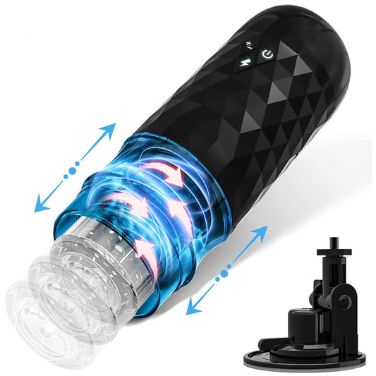 Auto-Stroking Masturbator – Thrusting/Rotating Male Toy with 8 Modes - Black - image 0