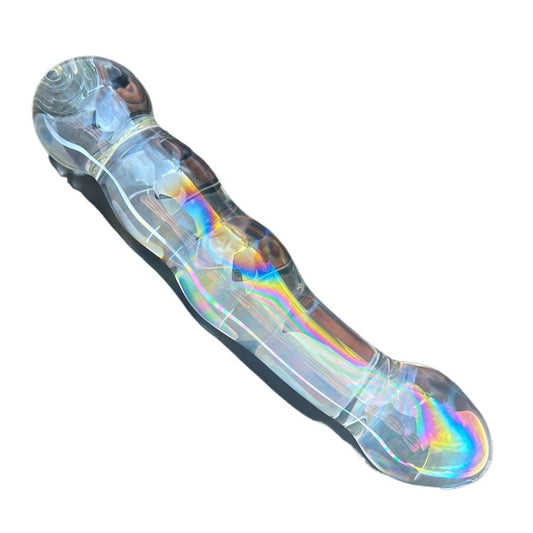 Colorful Glass Penis Masturbation Stick Sex Toy - Multicolor - image 1