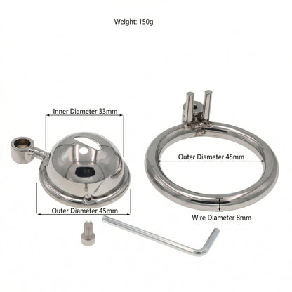 Men's Adjustable Stainless Steel Chastity Cage - 45mm - image 3