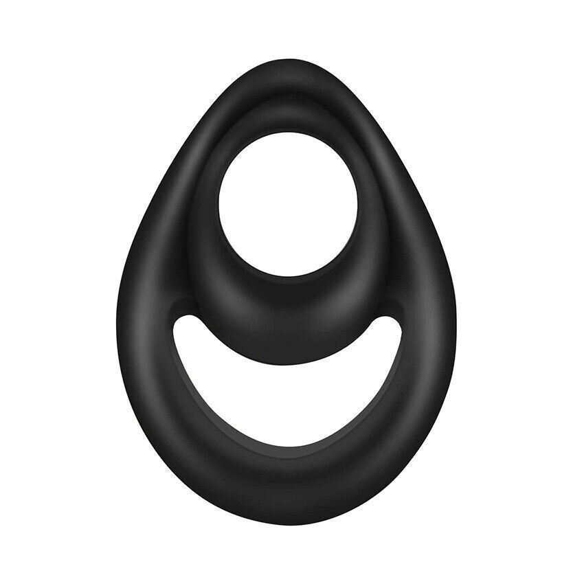 Double Cock Ring for Men – Stretchy Silicone Erection Enhancer & Delay Ejaculation Support - Black - image 6