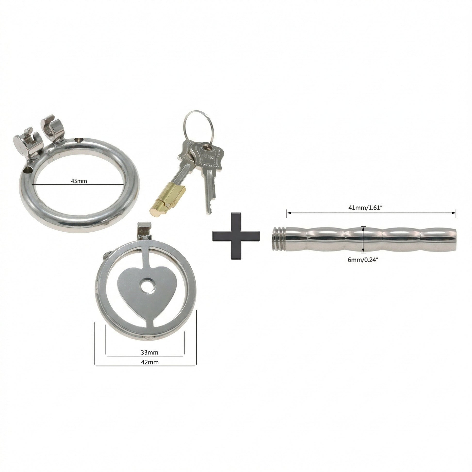 Lock Your Heart Chastity Cage - 45mm + Long Urethral Tube - image 2