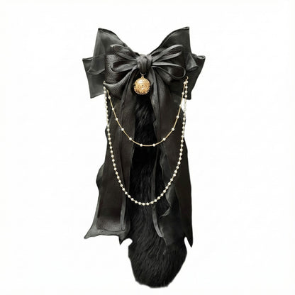 Luxury Fox Tail Plug Set – 15.7" Plush Tail With Pearl Chain & Interchangeable Plug Heads - Black - 4.0cm - image 7