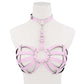 Sexy Halter Harness Cage Bra - Pink - image 5