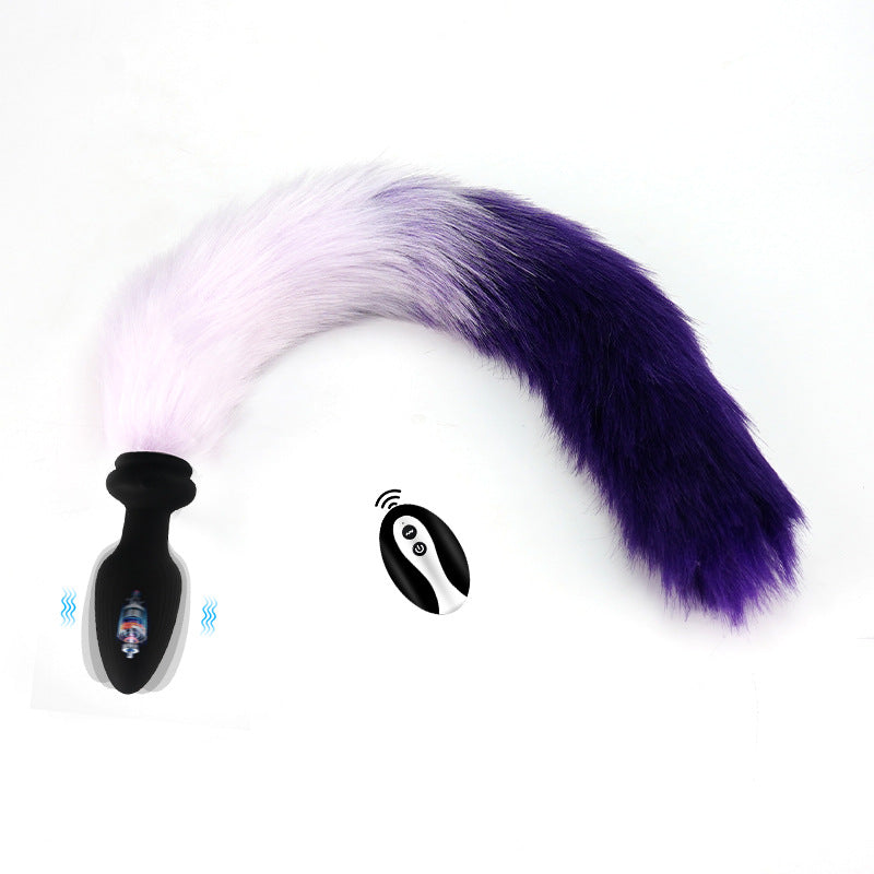 Multicolor Fox Tail Light Up Butt Plug - White & purple - image 35