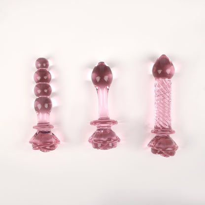 Pink Rose Glass Dildo - image 2