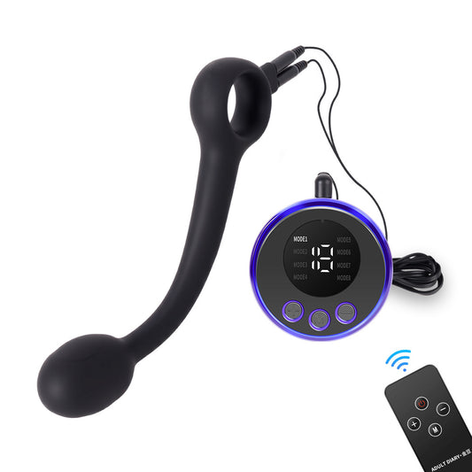 Electric Shock Prostate Massager With Hollow Ring - Black - image 6