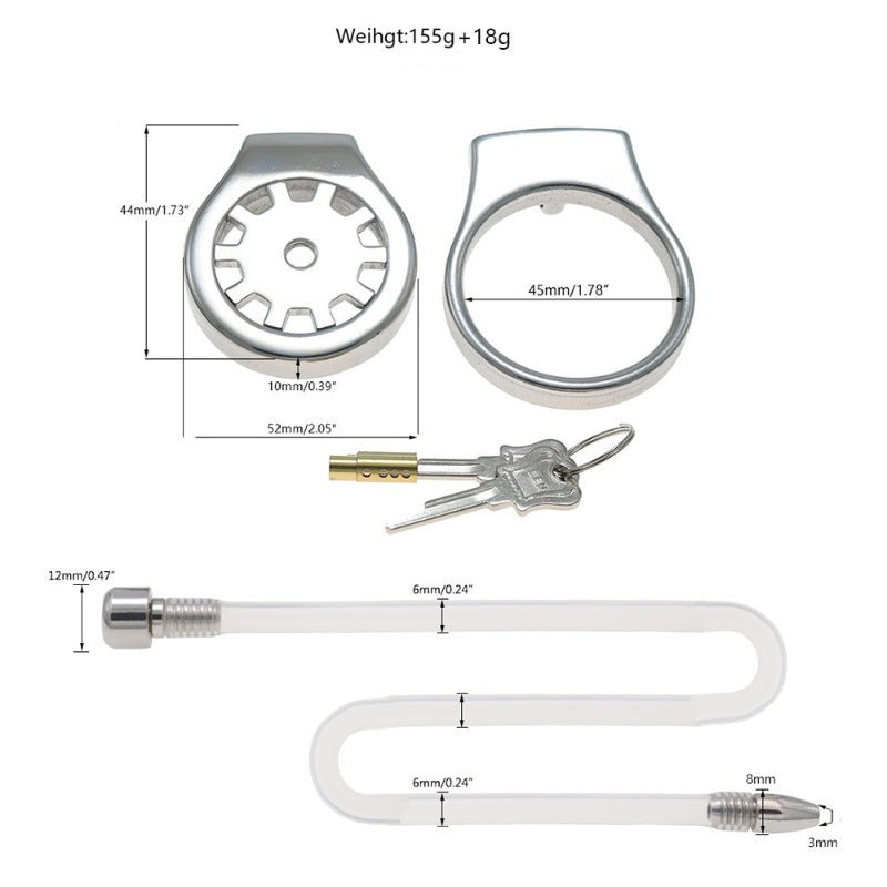 Thickened Stainless Steel Chastity Cage with 11.8-Inch Catheter – 4 Ring Sizes - B - 1.78'' - image 6