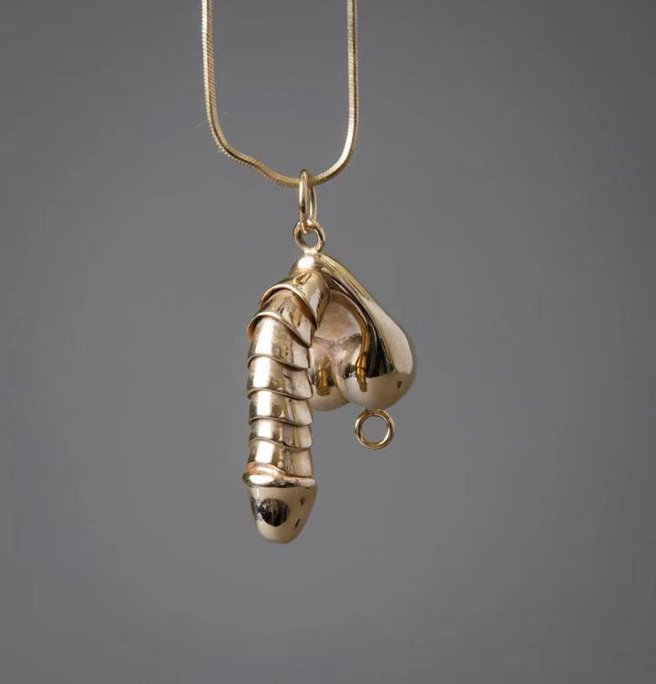 Moving Erectile Dick Necklace Penis Necklace - Gold - image 1