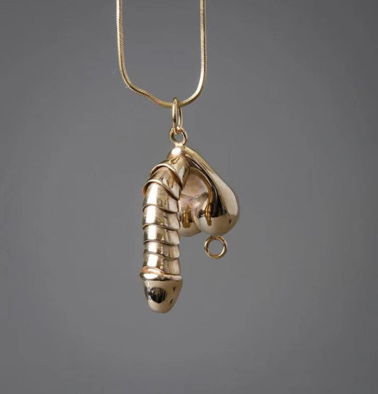 Moving Erectile Dick Necklace Penis Necklace - Gold - image 1