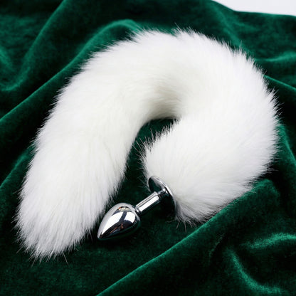 White Fox Tail Butt Plug • 18.1 Inch Tail - image 2
