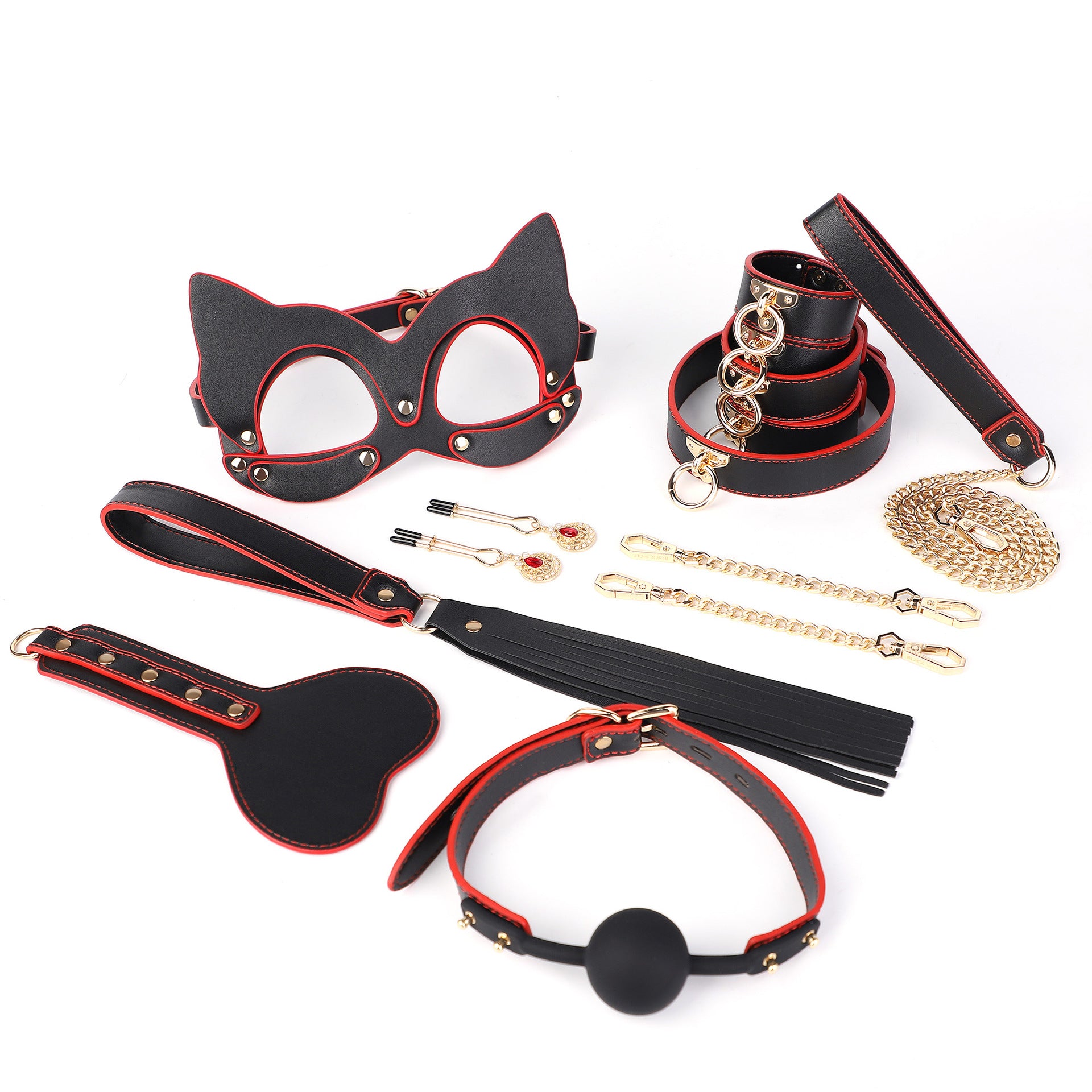 Erotic Leather BDSM Bondage Restraint 8pcs Set - image 1