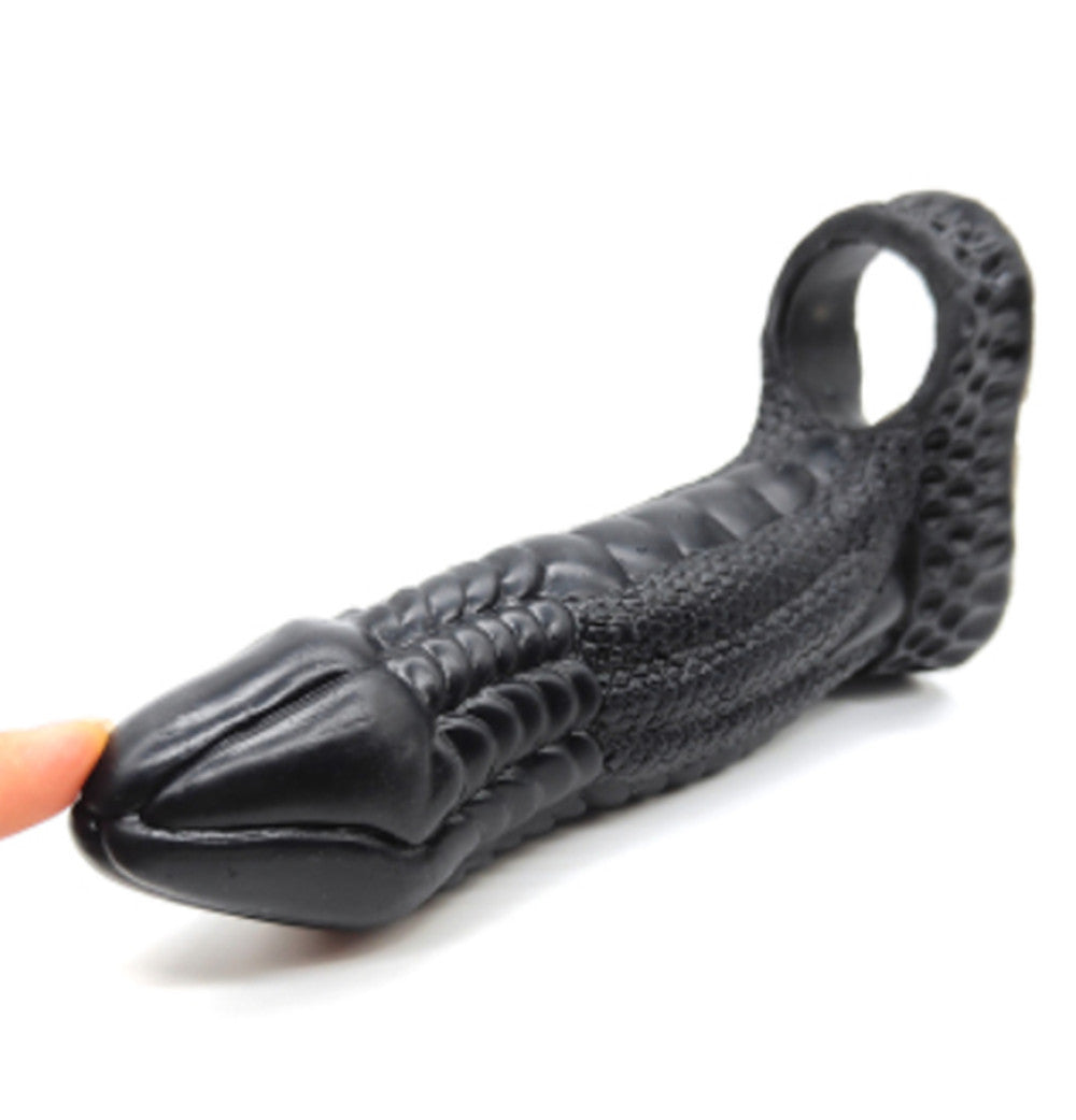 Monster Dildo Silicone Penis Sleeve - Black - image 1
