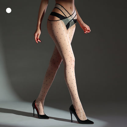 Shiny Polka Dots Pantyhose - White - One Size - image 10