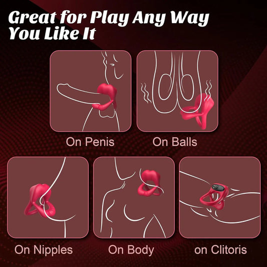 Rose Vibrating Cock Ring with Sexy Lip Clitoris - image 0