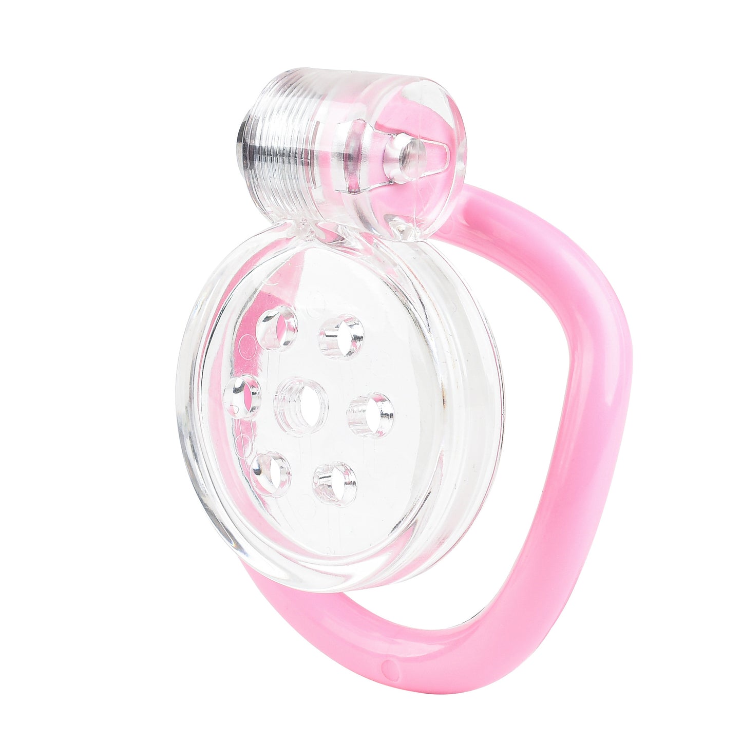 Male Chastity Cage With Clear Cage - Pink - image 3