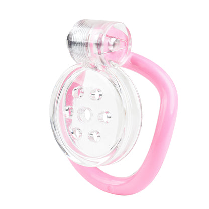 Male Chastity Cage With Clear Cage - Pink - image 3