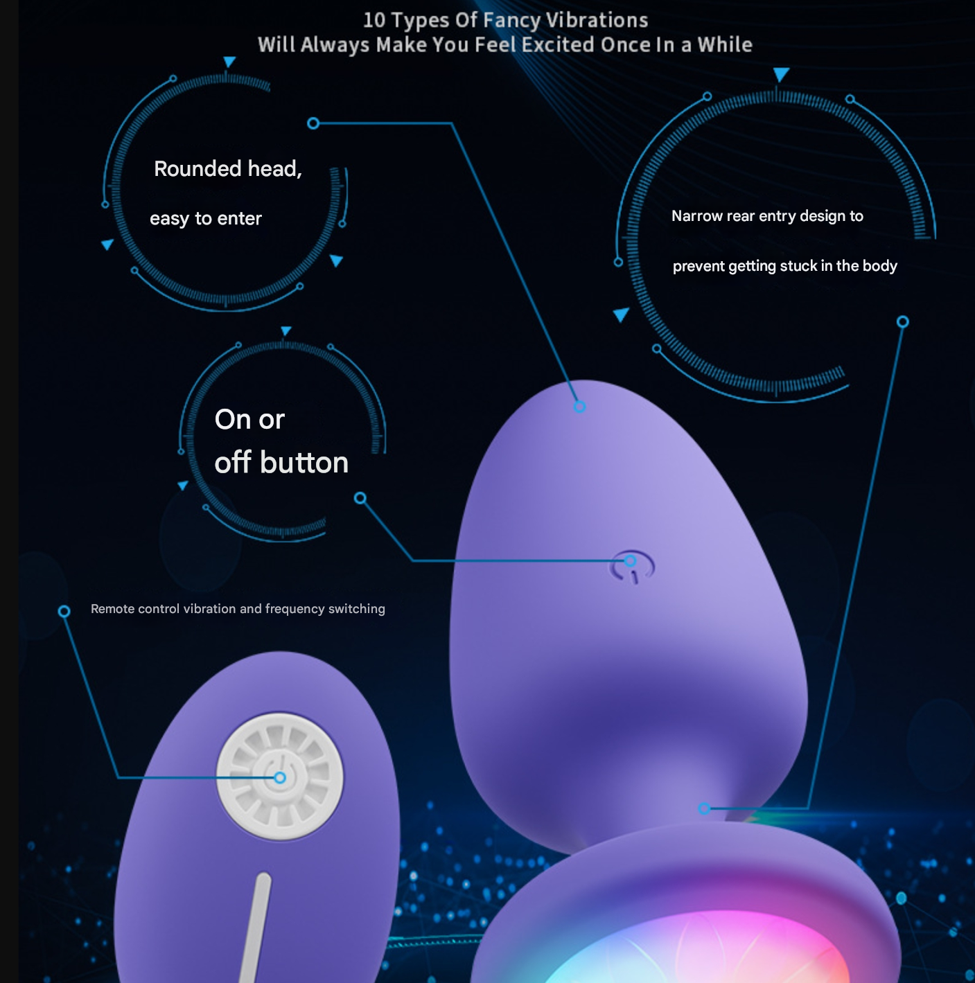 Purple Light Up Remote Vibrating Butt Plug - image 3