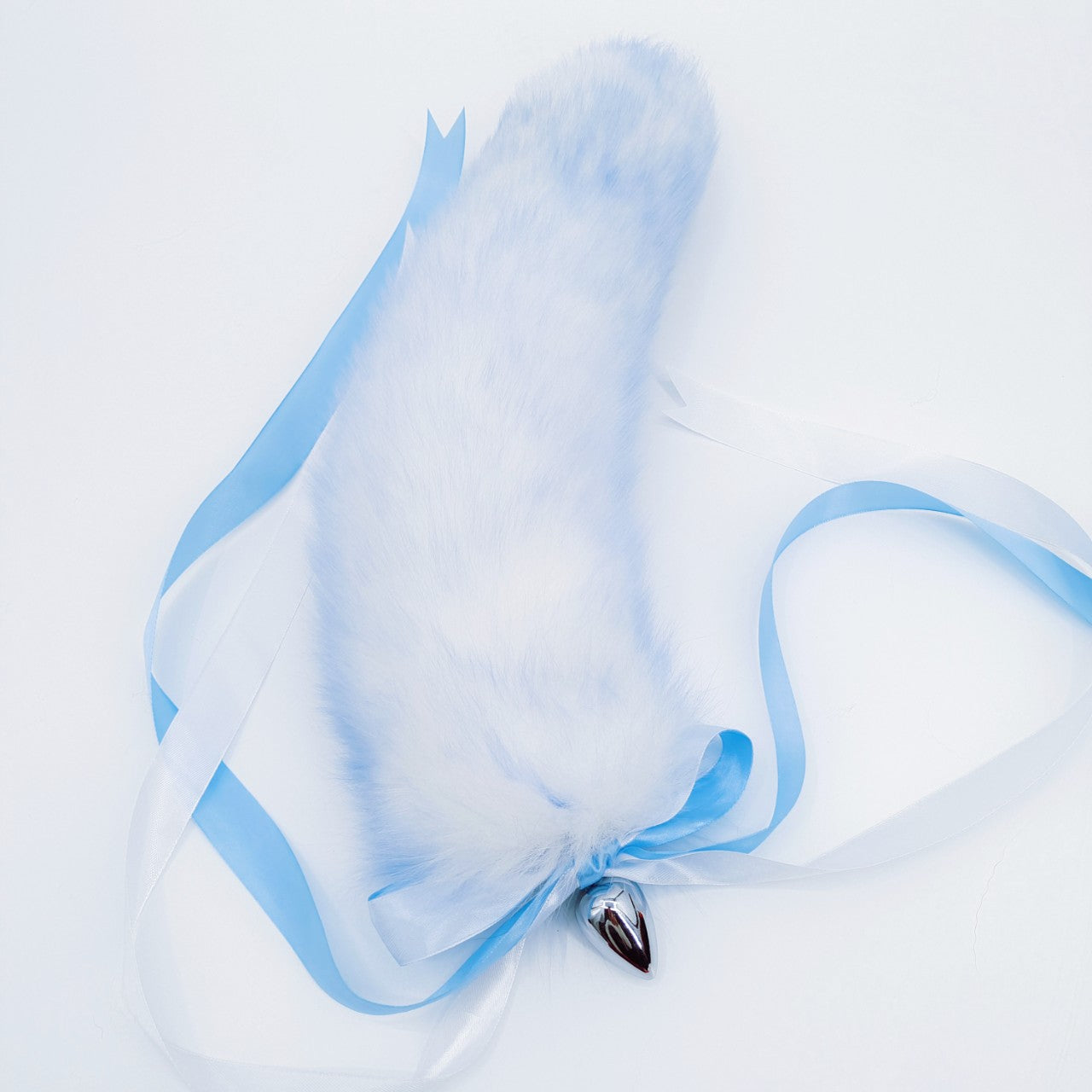 Ice Glacier Blue Handmade Detachable Plug Fox Tail - 40cm - 40 cm Tail · 4.0 cm Plug - image 0