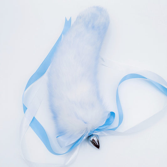 Ice Glacier Blue Handmade Detachable Plug Fox Tail - 40cm - 40 cm Tail · 4.0 cm Plug - image 0