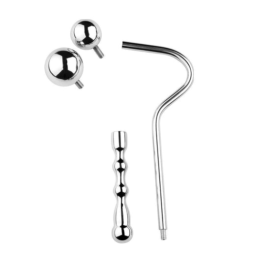 Anal Butt Plug Stainless Steel Replaceable Double Ball Anal Hook - Silver - image 1