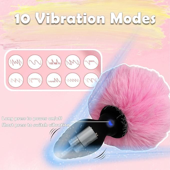Multi-Color Bunny Tail Vibrating Anal Plug with Remote Control - image 4
