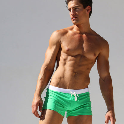 Square Cut Swim Trunks Men Underwear - Green - XXL - image 3
