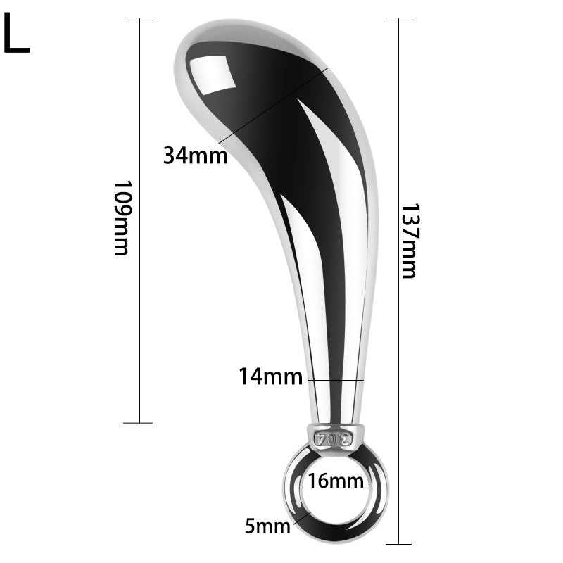 3 Sizes Metal Anal Plug Set With Jeweled & Pull-ring Base - B - L - image 4