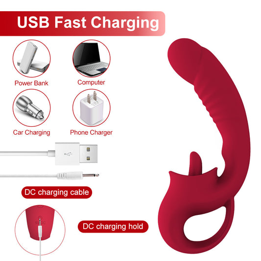 Waterproof Dildo Vibrator with Licking Tongue – 10 Vibration Modes for Her - image 0