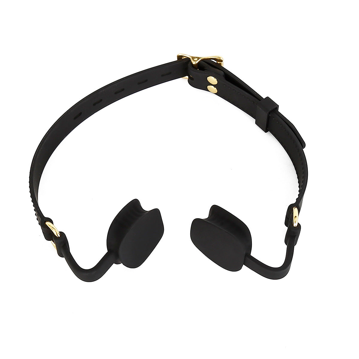 Soft Silicone Open-Mouth Gag with Adjustable Strap - Black - image 5