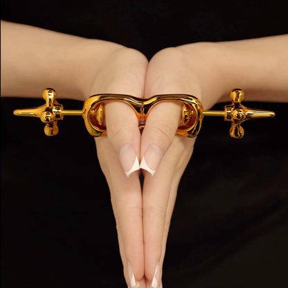 Adjustable Metal Thumb Cuffs - Golden - image 10