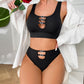 Sheer Lace Lingerie Set for Women – Deep V Teddy with G-String Panties - image 6